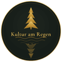 Kultur am Regen — Emblem mit Fichte und Wasserlinie